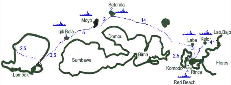 Map Sailing tour Komodo